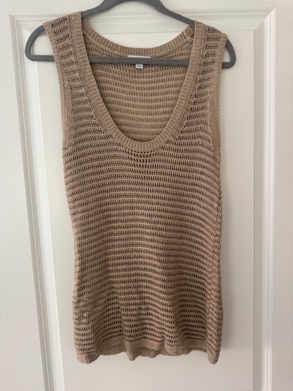 Reiss Beige Crochet Knit Tank Top
